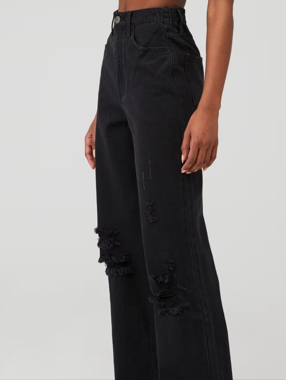 Show Me Your Mumu 90's Straight Jeans Size 24 Black Lived In Ripped Faded Pants
